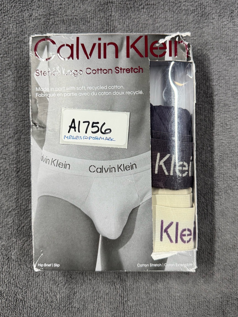 Calvin Klein men's stencil logo cotton stretch hip briefs – two pack